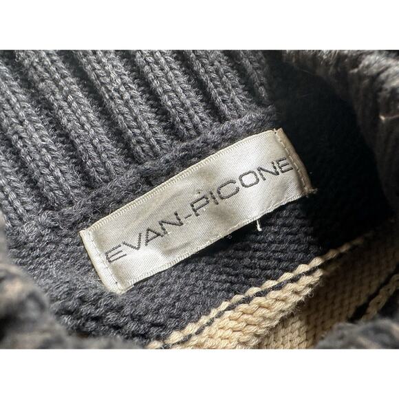 Evan Picone L Sweater‎ Vest 100% Cotton Knit Black Beige Wide Striped Wo… - Picture 11 of 11